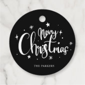 Modern zwart-wit, prettig kerstscript bedankjes labels (Achterkant)