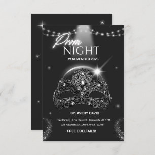 Modern zwart-wit Prom Night Invitation Kaart