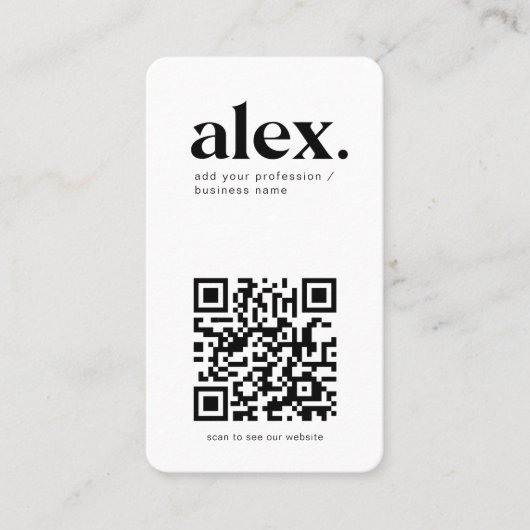 Modern zwart-wit QR Code Logo Visitekaartje (Voorkant)