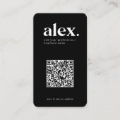 Modern zwart-wit QR Code Logo Visitekaartje (Voorkant)