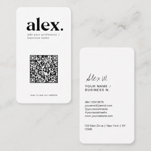 Modern Zwart & Wit QR Code Logo Zakelijke Kaart Visitekaartje