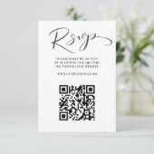 Modern Zwart & Wit QR Code RSVP bruiloft Kaartje (Staand voorkant)