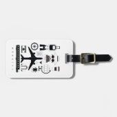 Modern zwart-wit reisobjectpatroon bagagelabel (Voorkant horizontaal)