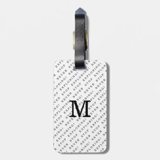 Modern zwart-wit reisobjectpatroon bagagelabel (Achterkant verticaal)