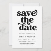 Modern zwart-wit retro bruiloft bewaar de datum kaart (Voorkant)