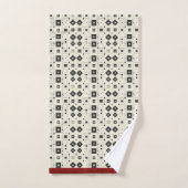 Modern zwart wit rood geometrisch patroon bad handdoek (Handdoek)
