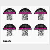 Modern Zwart Wit Roze Minimale QR Code Notaris Ronde Sticker (Vel)