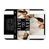 Modern Zwart Wit Save the Date 3 Foto Bruiloft Magneet (Horizontaal)