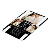 Modern Zwart Wit Save the Date 3 Foto Bruiloft Magneet (Linkerzijde)