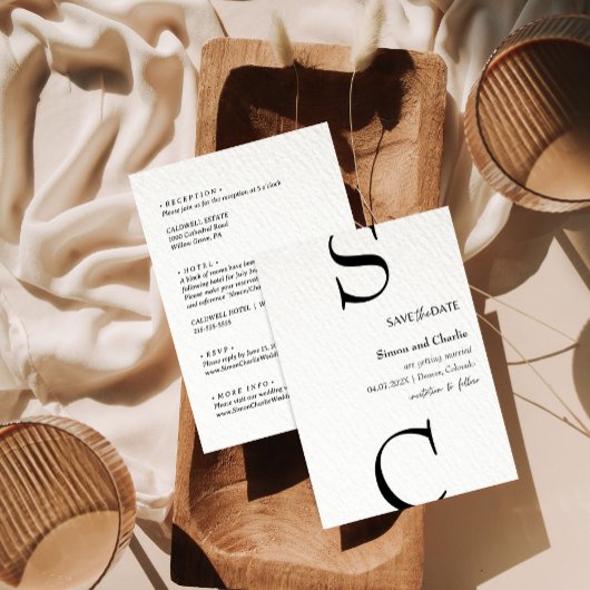 Modern Zwart-wit Save the Date Bruiloft Kaart