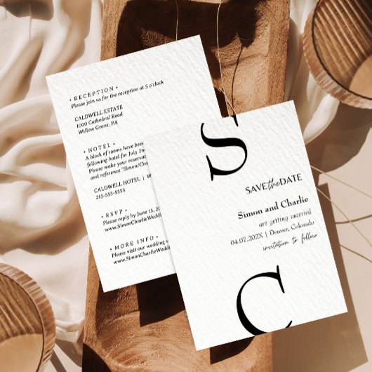 Modern Zwart-wit Save the Date Bruiloft Kaart