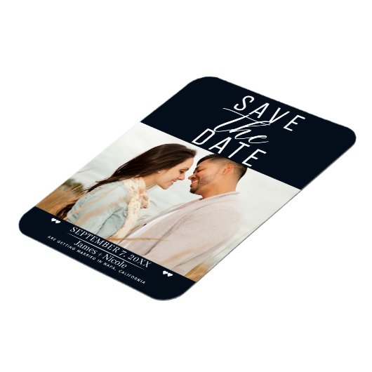 Modern Zwart Wit Save the Date Wedding Photo Magneet (Linkerzijde)
