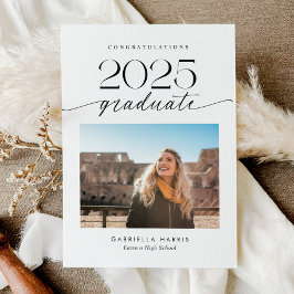 Modern Zwart-wit Script 1 Foto Afstuderen Aankondiging