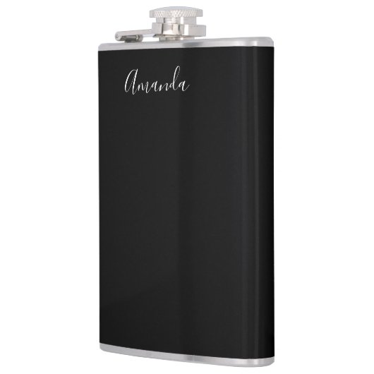 Modern Zwart-wit script chic Heupfles (Links)