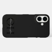 Modern zwart-wit script Classic Monogram Case-Mate iPhone Case (Achterkant (horizontaal))