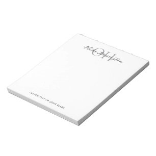 Modern zwart-wit script Classic Monogram Notitieblok