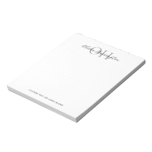 Modern zwart-wit script Classic Monogram Notitieblok (Gedraaid)