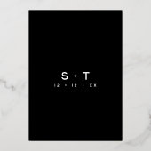 Modern zwart wit script foto minimale bruiloft folie uitnodiging (Achterkant)