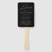 Modern zwart-wit script huwelijksprogramma handwaaier (Voorkant)