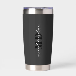 Modern Zwart Wit Script Initiaal Monogram Geïsoleerde Drinkbeker