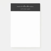 Modern zwart wit script kalligrafie monogram post-it® notes (Voorkant)