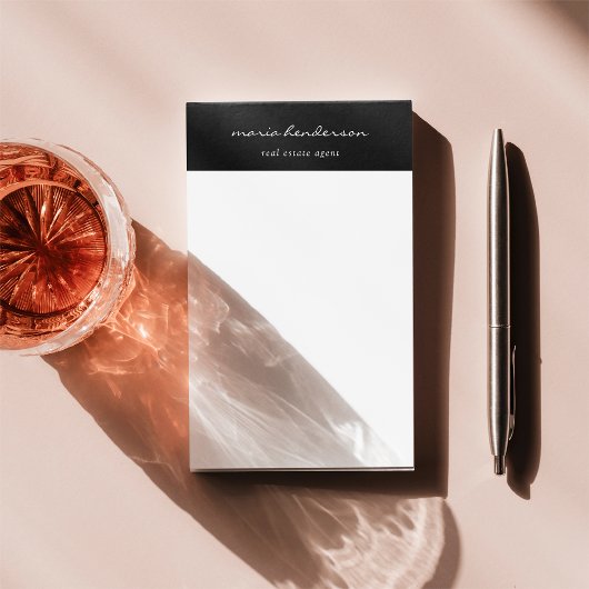 Modern zwart wit script kalligrafie monogram post-it® notes