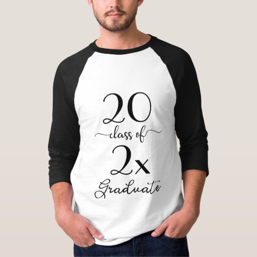 Modern zwart-wit script klasse van het jaar Afstud T-shirt (Voorkant)