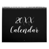 Modern zwart wit script maand minimalistisch aange kalender (Hoes)