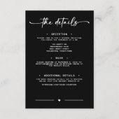 Modern zwart wit script Minimale bruiloft details Informatiekaartje (Voorkant)