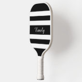 Modern Zwart-wit Script Naam Pickleball Paddle (Links)