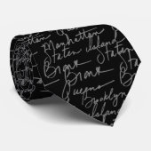 Modern zwart-wit script voor hem stropdas (Opgerold)