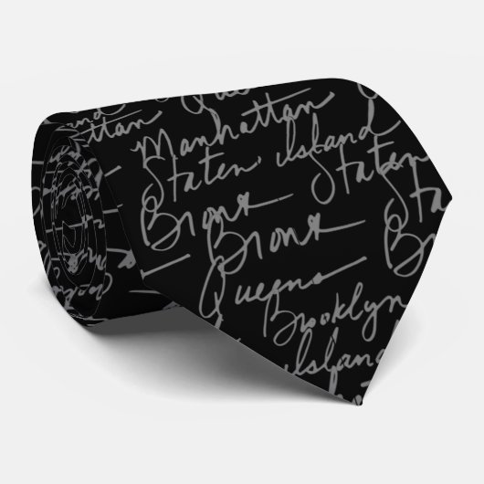 Modern zwart-wit script voor hem stropdas (Opgerold)