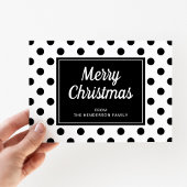 Modern zwart wit script Vrolijk kerstfeest Feestdagenkaart