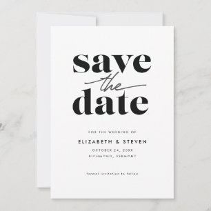 Modern zwart-wit, sla de datumkaart op save the date