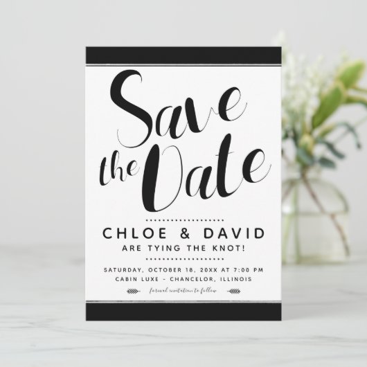 Modern zwart-wit sparen de Datum Kaart (Staand voorkant)