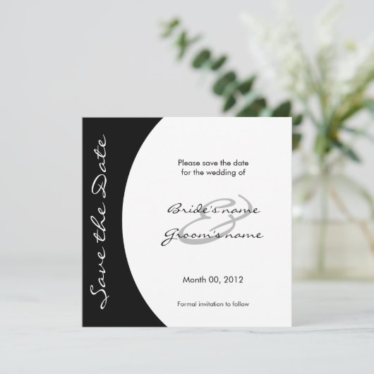 Modern zwart-wit sparen de Kaarten van de Datum (Staand voorkant)