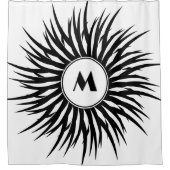 Modern zwart-wit spiraalmonogram personaliseren douchegordijn (Voorkant)
