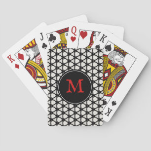 Modern zwart wit stijlvol patroon monogram pokerkaarten