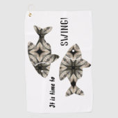 Modern Zwart Wit Stijlvolle Vis Personaliseren Golfhanddoek (Voorkant)