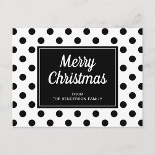 Modern Zwart Wit Stippen Prettig Kerstfeest Briefkaart