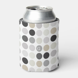 Modern zwart-wit stippenpatroon monogram blikjeskoeler