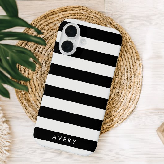 Modern zwart-wit strepe, persoonlijk Hoesje