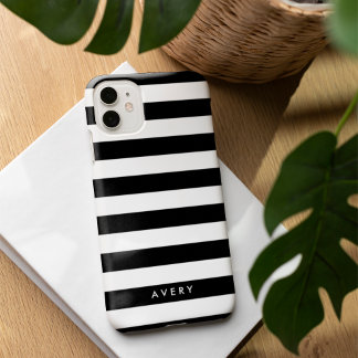 Modern zwart-wit strepe, persoonlijk Hoesje iPhone 13 Hoesje