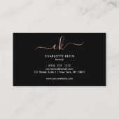 Modern zwart-wit strepen script Monogram Visitekaartje (Achterkant)