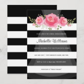 Modern zwart-wit strepen vrijgezellenfeest kaart (Voorkant / Achterkant)