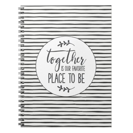 Modern zwart-wit Stripe Quote Notitieboek (Voorkant)