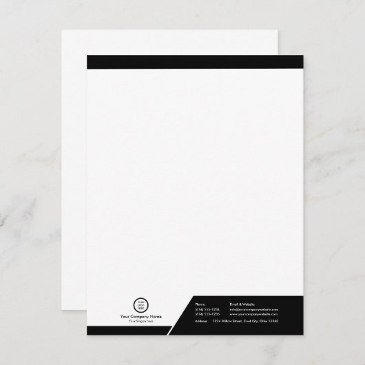 Modern Zwart-wit Thema Branded Custom Logo Notitiekaartje (Voorkant / Achterkant)