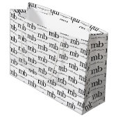 Modern Zwart Wit Trendy Script Initiaal Monogram Groot Cadeauzakje (Voorkant Gekanteld)