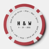 Modern Zwart Wit Tropische Drink Voucher Bruiloft Poker Chips (Achterkant)