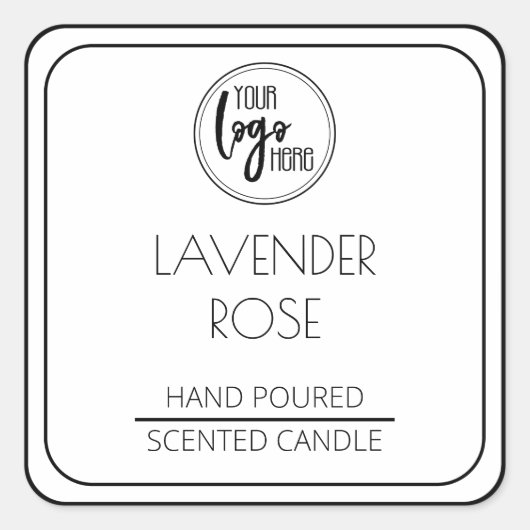 Modern Zwart-wit Uw Logo Soy Candle Label (Voorkant)
